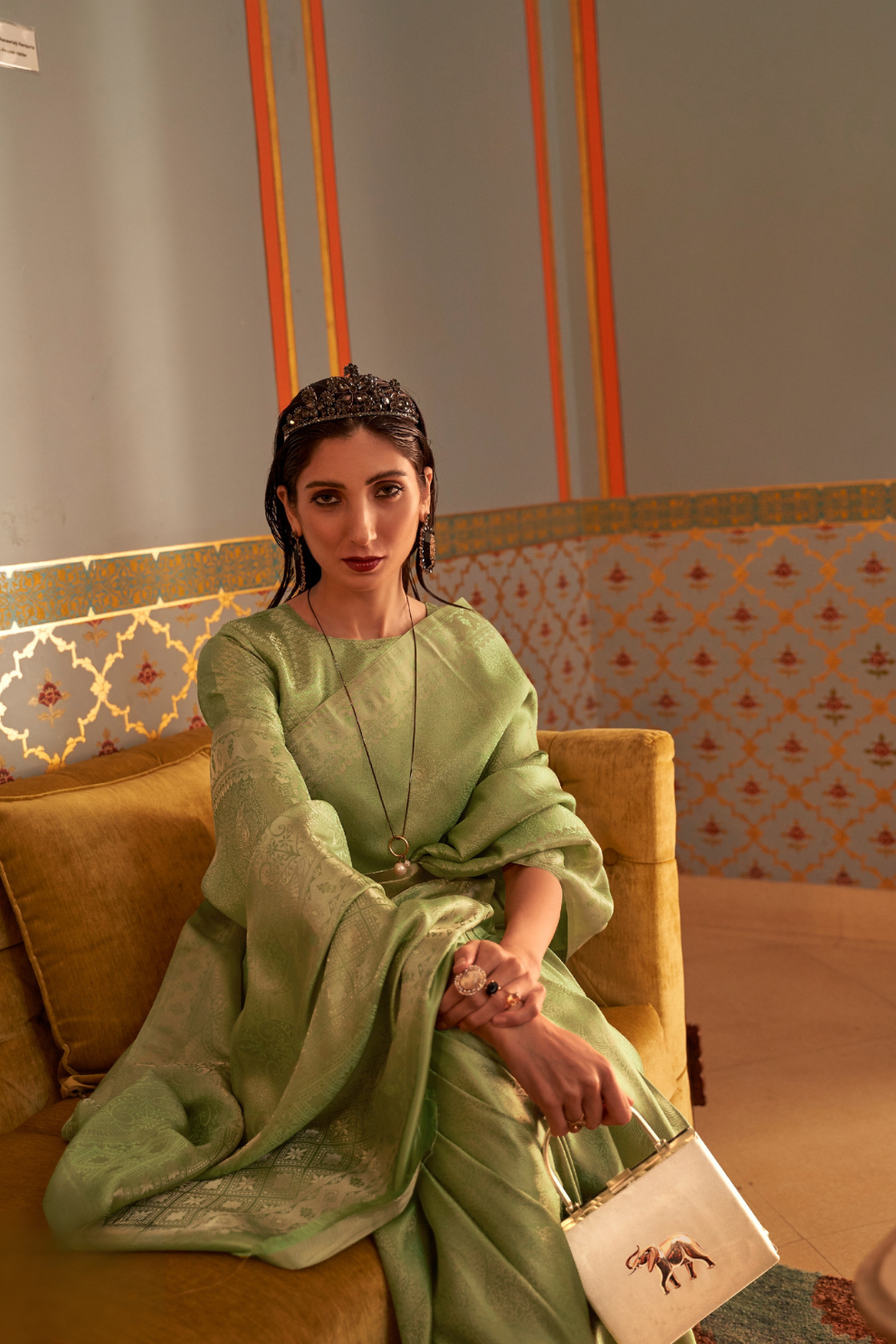 Elegant Kanjivaram Satin Silk Saree with Zari Shine Weaving