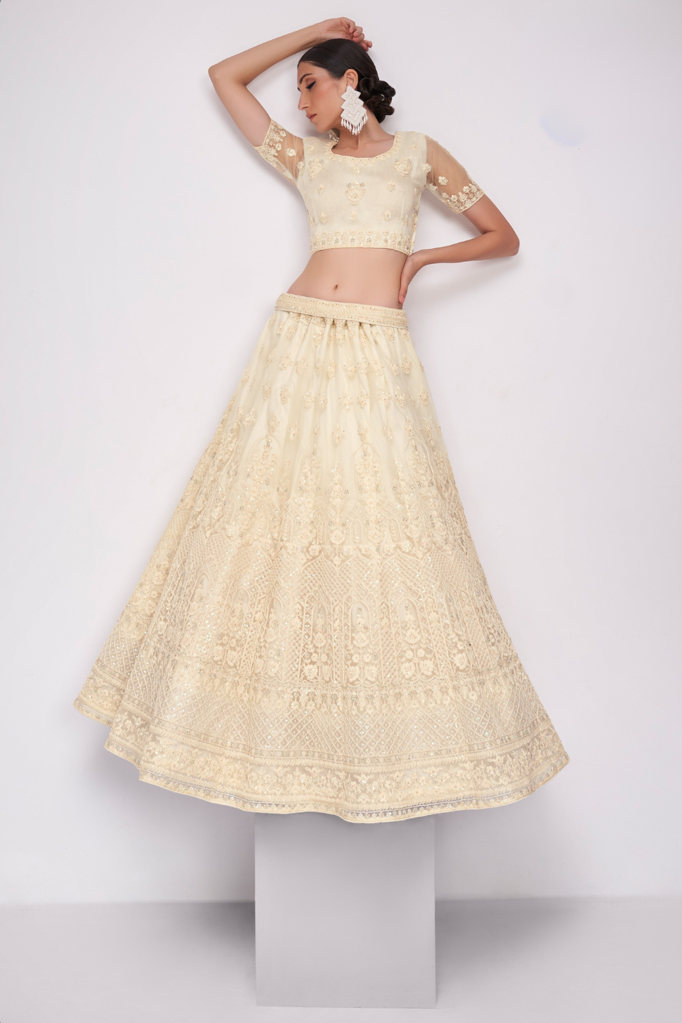 Graceful  Net Fabric Lehenga Choli With Rich Cording