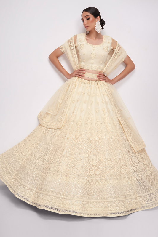 Graceful  Net Fabric Lehenga Choli With Rich Cording