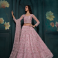 Elegant Dusty Pink Lehenga In Net With Hand Embroidery And Sequins