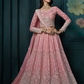 Graceful Blush Pink Embroidered Lehenga In Georgette