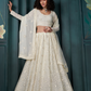 Designer White Georgette Lehenga With Intricate Thread