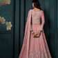 Graceful Blush Pink Embroidered Lehenga In Georgette