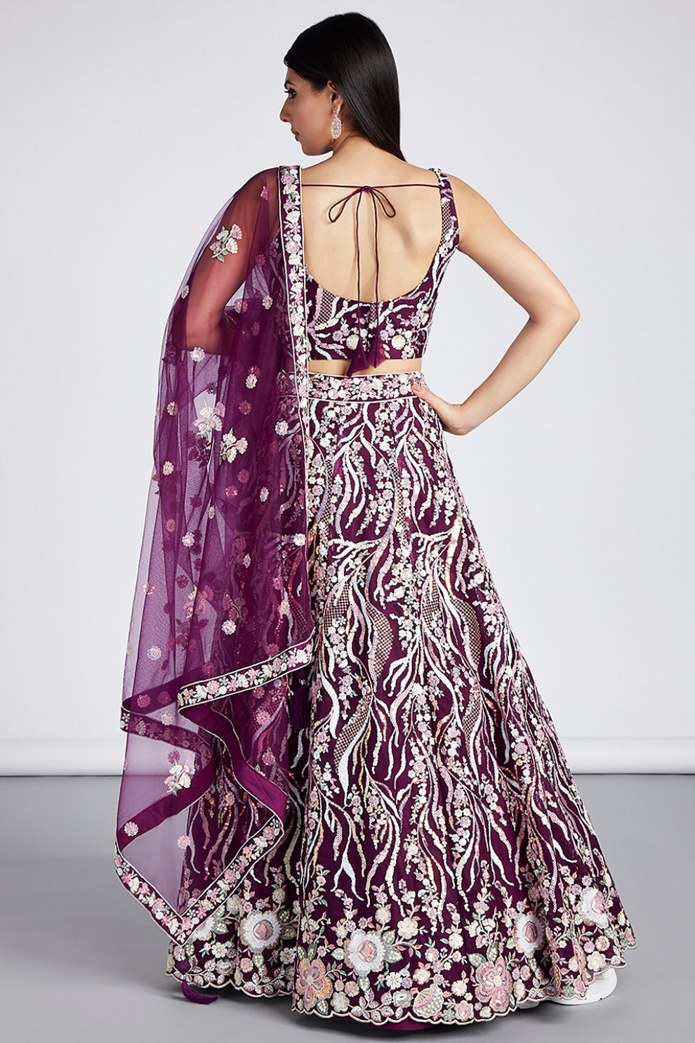 Net Sequins And Thread Embroidery Lehenga Choli Dupatta