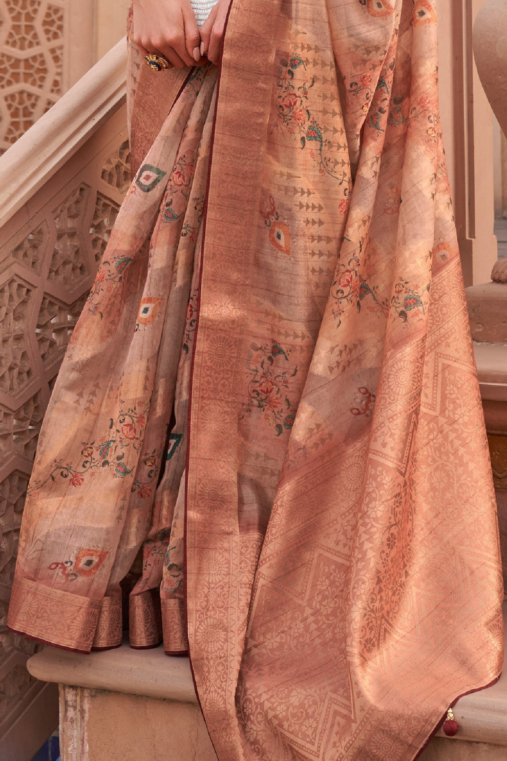 Organza Silk Saree with Jacquard Butti and Digital Print