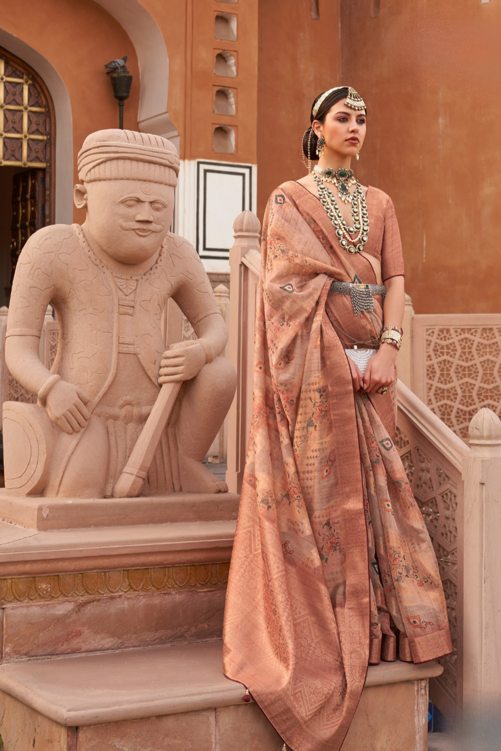 Organza Silk Saree with Jacquard Butti and Digital Print
