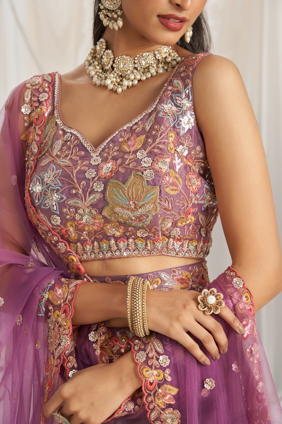 Designer Organza Embroidered Lehenga Choli with Glamorous Sequins