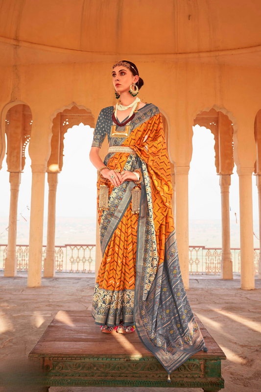 Elegant Patola Printed Art Silk Saree with Intricate Design