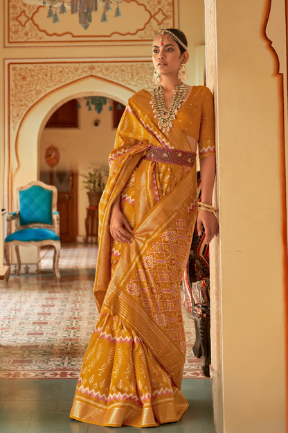 Graceful Patola Silk Saree with Intricate Weaving Work