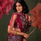 Printed Ajrakh Satin Crepe Saree with Ethnic Artistic Patterns