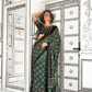 Printed Ajrakh Satin Crepe Saree with Elegant Traditional Vibes