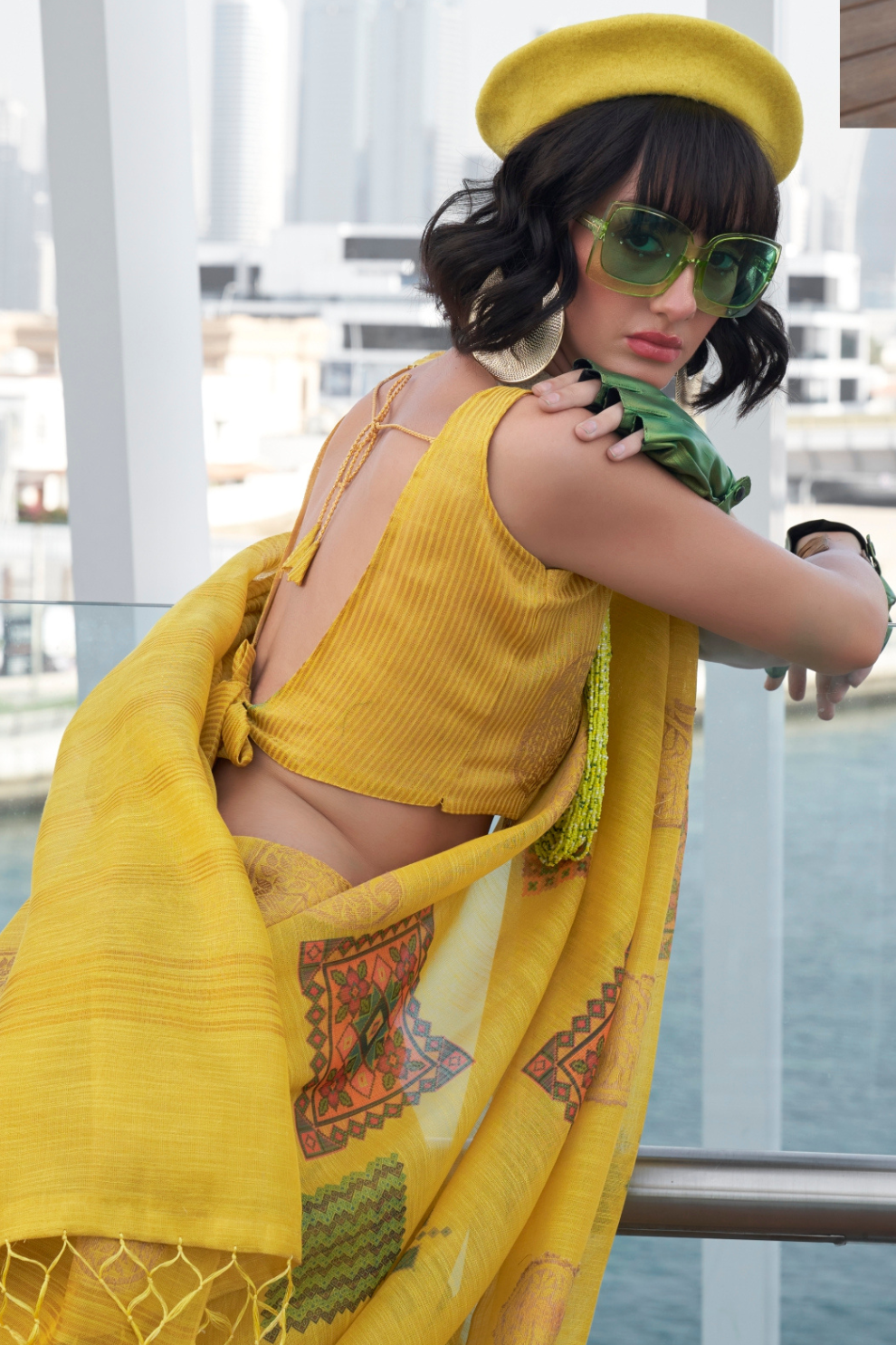 Printed Handloom Zari Tissue Saree with Elegant Shine