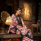 Printed Japan Satin Creep Saree with Elegant Flowing Drape