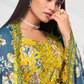 Lehenga Choli de seda de diseñador en color azul turquesa, lista para usar, con brillo y detalles de espejo