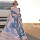 Printed Tussar Silk Saree with Elegant Artistic Patterns