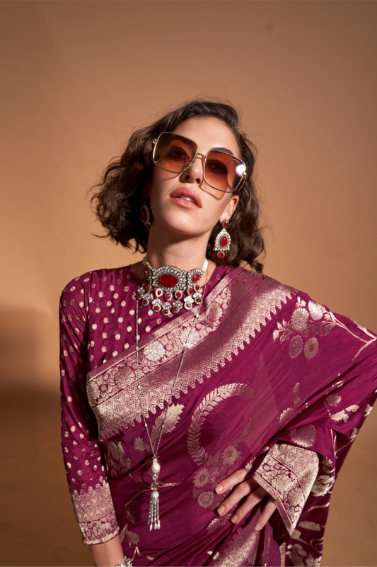 Pure Georgette Handloom Woven Silk Saree with Graceful Texture