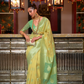 Woven Linen Silk Saree with Subtle Zari Detailing