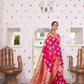 Glossy Satin Silk Saree with Intricate Weaving Work