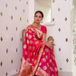 Glossy Satin Silk Saree with Intricate Weaving Work