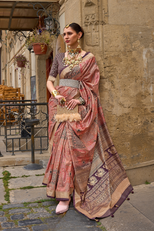 Traditional Wear Pure Silk Saree with Artistic Prints