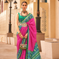 Classy Mehndi Traditional Saree with Elegant Weaving Work