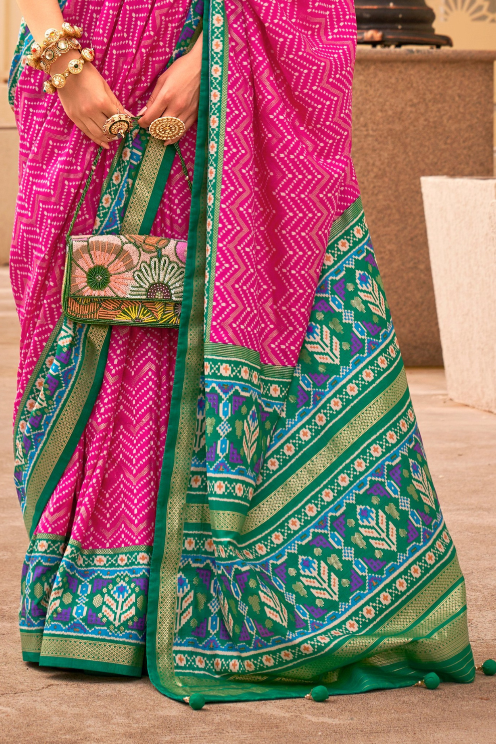 Classy Mehndi Traditional Saree with Elegant Weaving Work