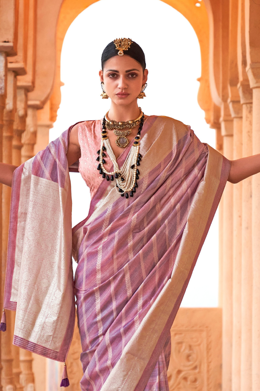 Designer Poly Viscose Silk Saree with Printed Foil Touch