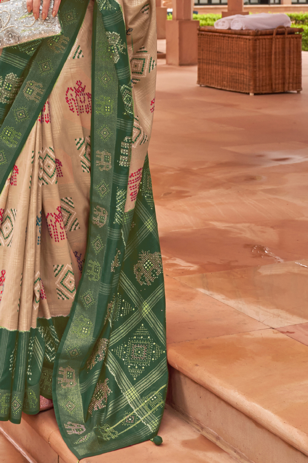 Pure Silk Patola Saree with Rich Zari Weaving and Blouse