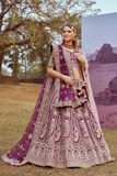 LAVANTEFASHIONPurplePuresilkMoti_CodingembroiderySemi-StitchedBridelLehengacholi_Dupatta_1 - LaVante Fashion