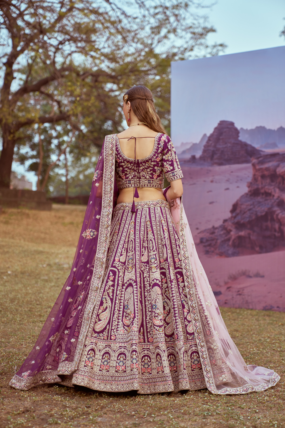 Pure Silk Bridal Lehenga Choli With Moti And Cording Embroidery