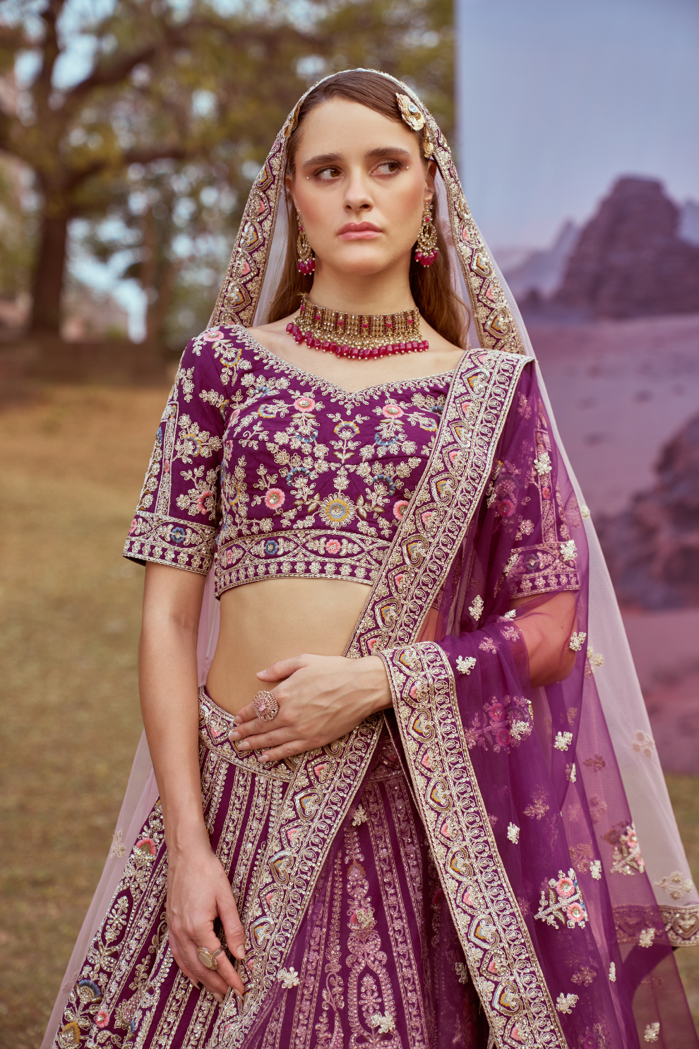 Pure Silk Bridal Lehenga Choli With Moti And Cording Embroidery
