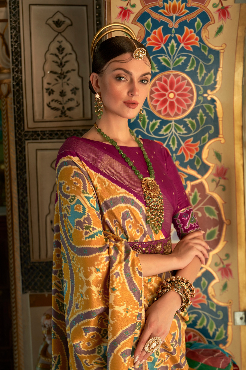 Classic Patola Printed Saree Enhanced with Contrast Zari Border