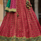 Crimson and Green Silk Lehenga Choli with Cutdana Work - LaVante Fashion