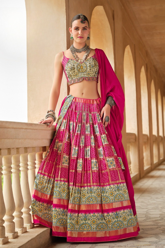 Traditional Printed Premium Silk Lehenga Set