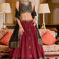 Maroon Silk Foil Print Readymade Lehenga Choli for Ceremonial Wear - LaVante Fashion