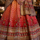 Vibrant Orange-Red Designer Silk Lehenga - LaVante Fashion