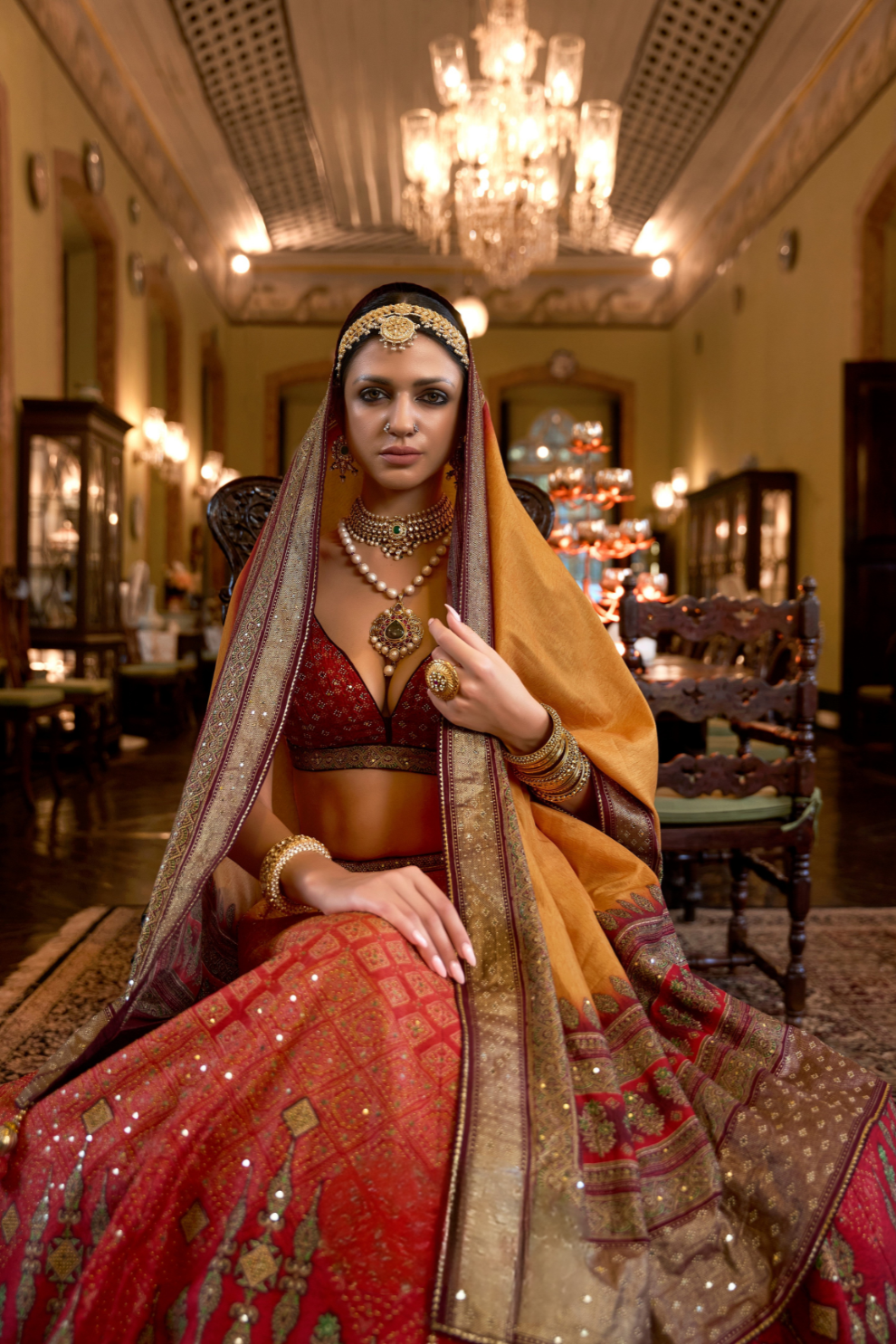 Vibrant Orange-Red Designer Silk Lehenga - LaVante Fashion