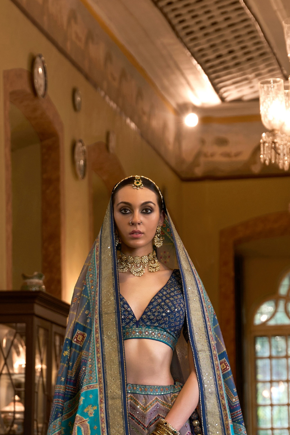 Cultural Elegance Blue Printed Lehenga Choli - LaVante Fashion