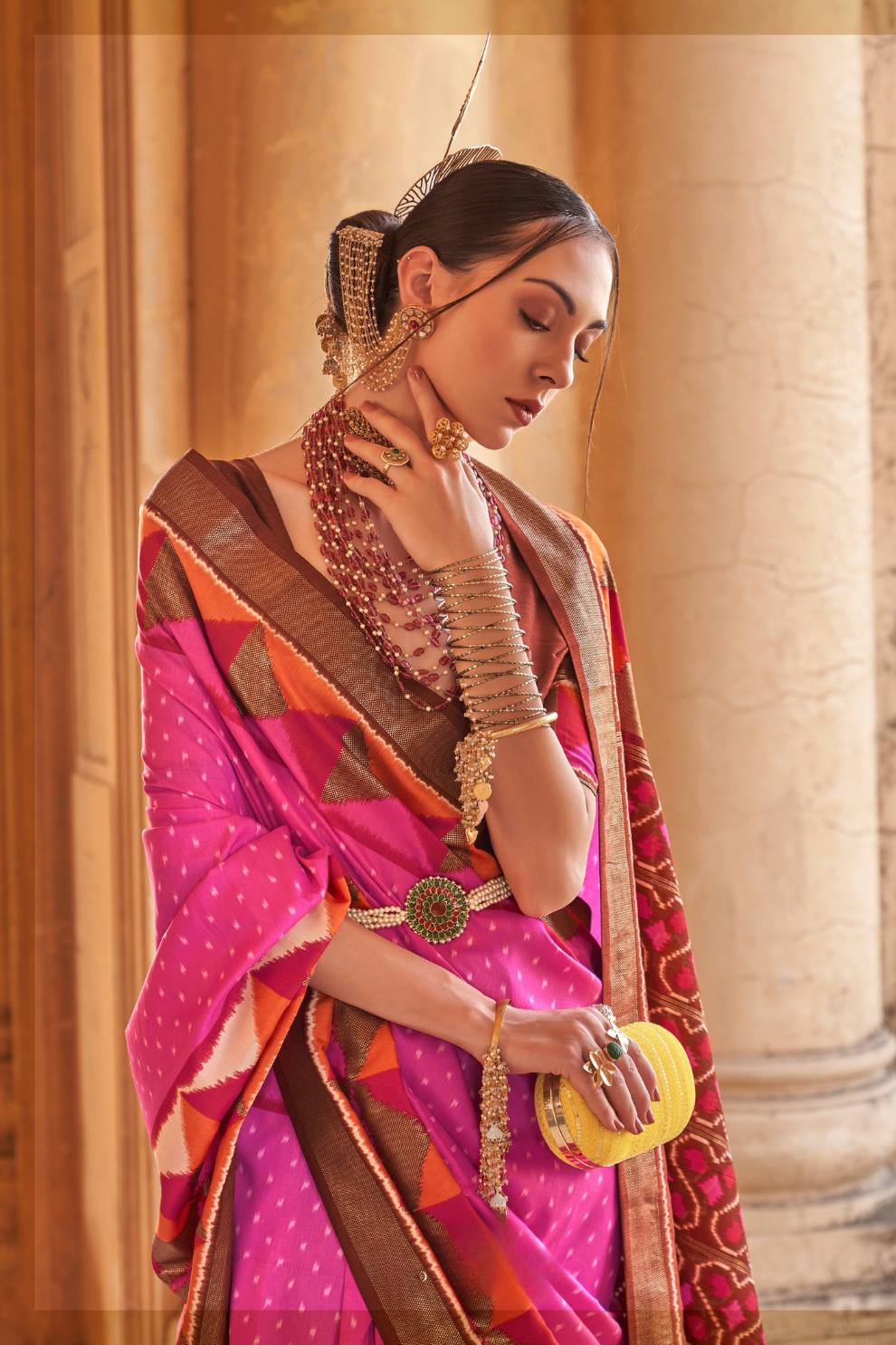 Ethnic Motif Zari Saree in Banarasi Weave Style