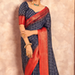 Soft Dola Saree with Foil Print and Contrast Jacquard Border - LaVante Fashion