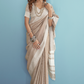 Soft Linen Silk Saree with Chikankari Weaved Border - LaVante Fashion