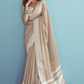 Soft Linen Silk Saree with Chikankari Weaved Border