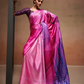 Glamorous Soft Satin Saree Adorned with Contemporary Digital Art