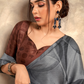 Glossy Soft Satin Fabric with Contemporary Digital Design