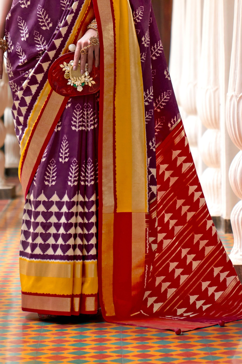 Designer Saree in Polyester Viscose Silk with Floreem Finish