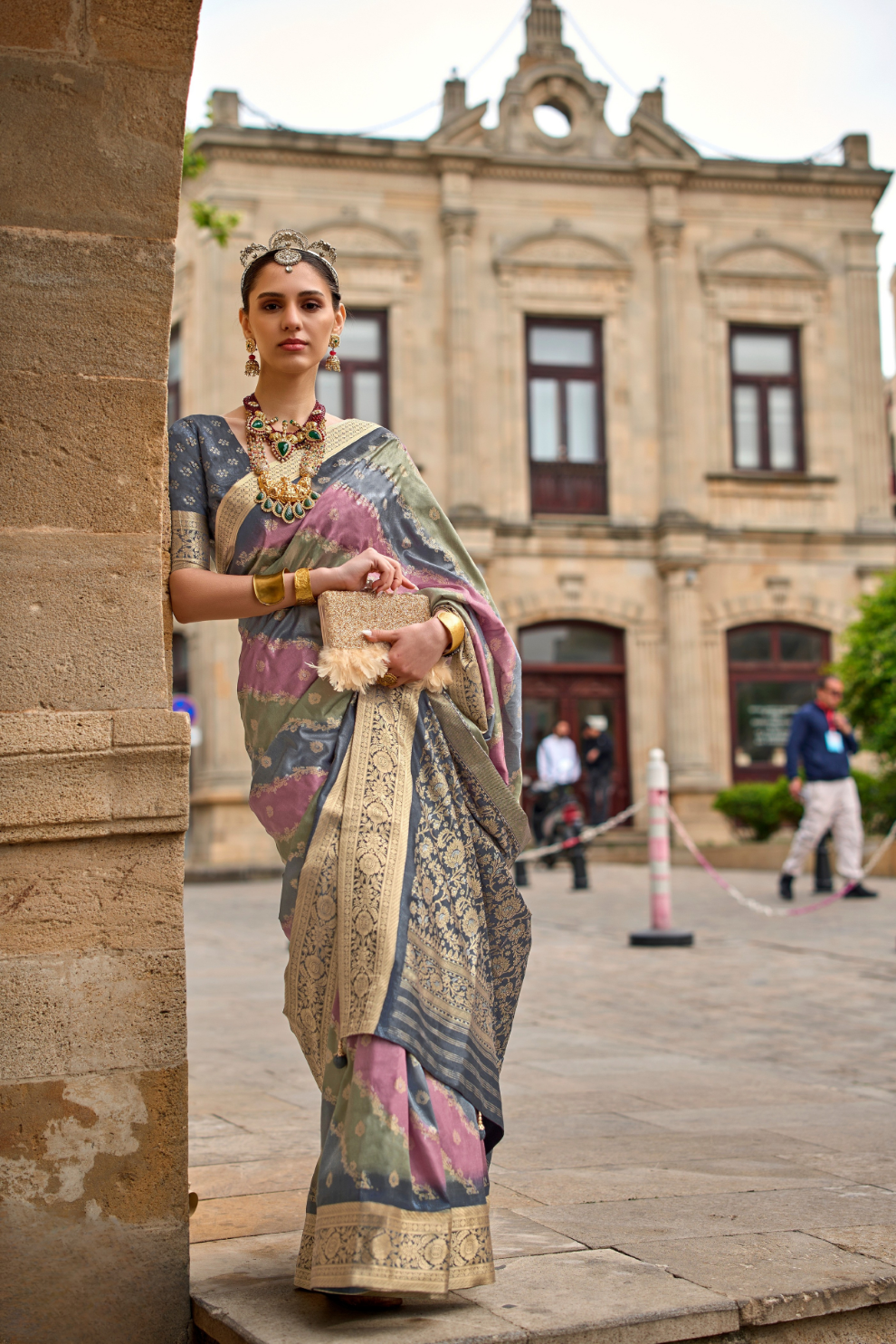 Designer Viscose Polyester Silk Saree with Aqua Effect Finish