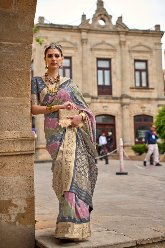 Designer Viscose Polyester Silk Saree with Aqua Effect Finish