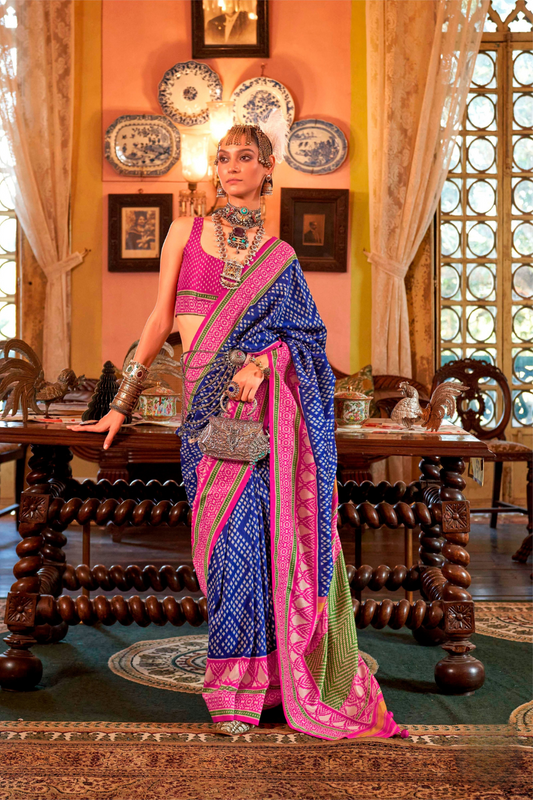 Super Polyester Viscose Silk Saree with Traditional Patola Design