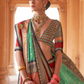 Kanjivaram Style Silk Saree with Designer Brooch and Clutch