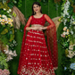 Graceful Georgette Lehenga Choli Featuring a Draped Attached Dupatta